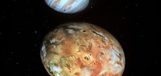 Jupiter in front of Io, using Starry Night software on a planetarium dome